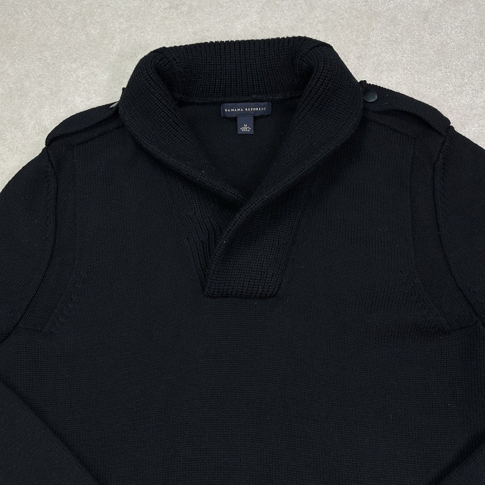 Banana Republic 100% Wool Sweater Men's Medium Shawl Collar Pullover Heavy